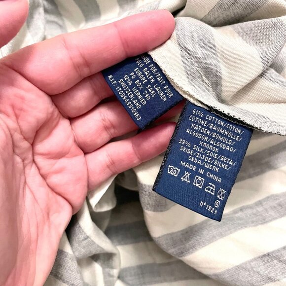 Ralph Lauren Cotton Silk Blend Black Ivory Stripe Midi Skirt Size 6 Vintage Old - Picture 7 of 8